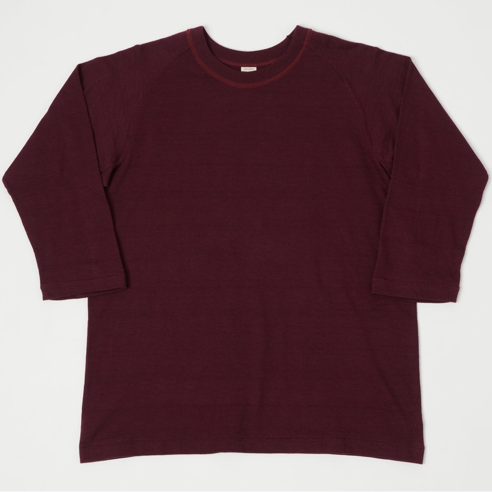 Warehouse & Co 4049 3/4 Sleeve Freedom Tee - Bordeaux Japan Size M